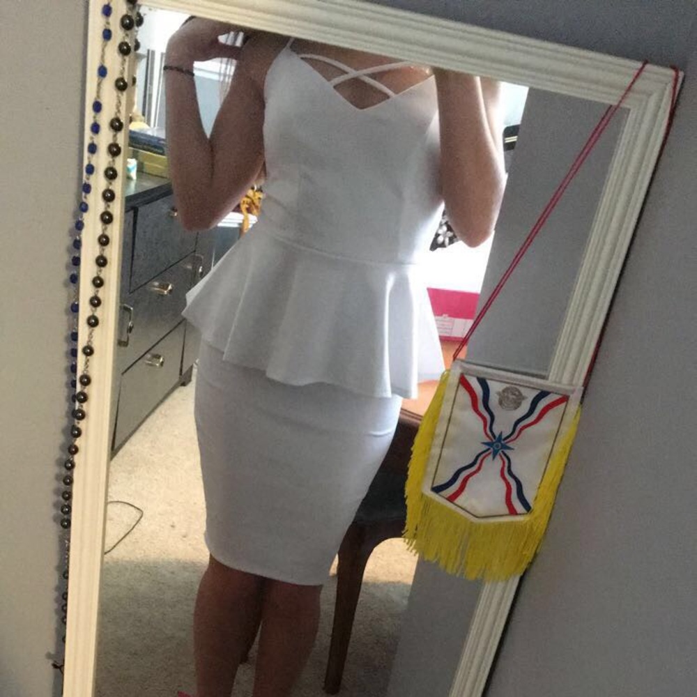 White Peplum Criss-Cross Dress
